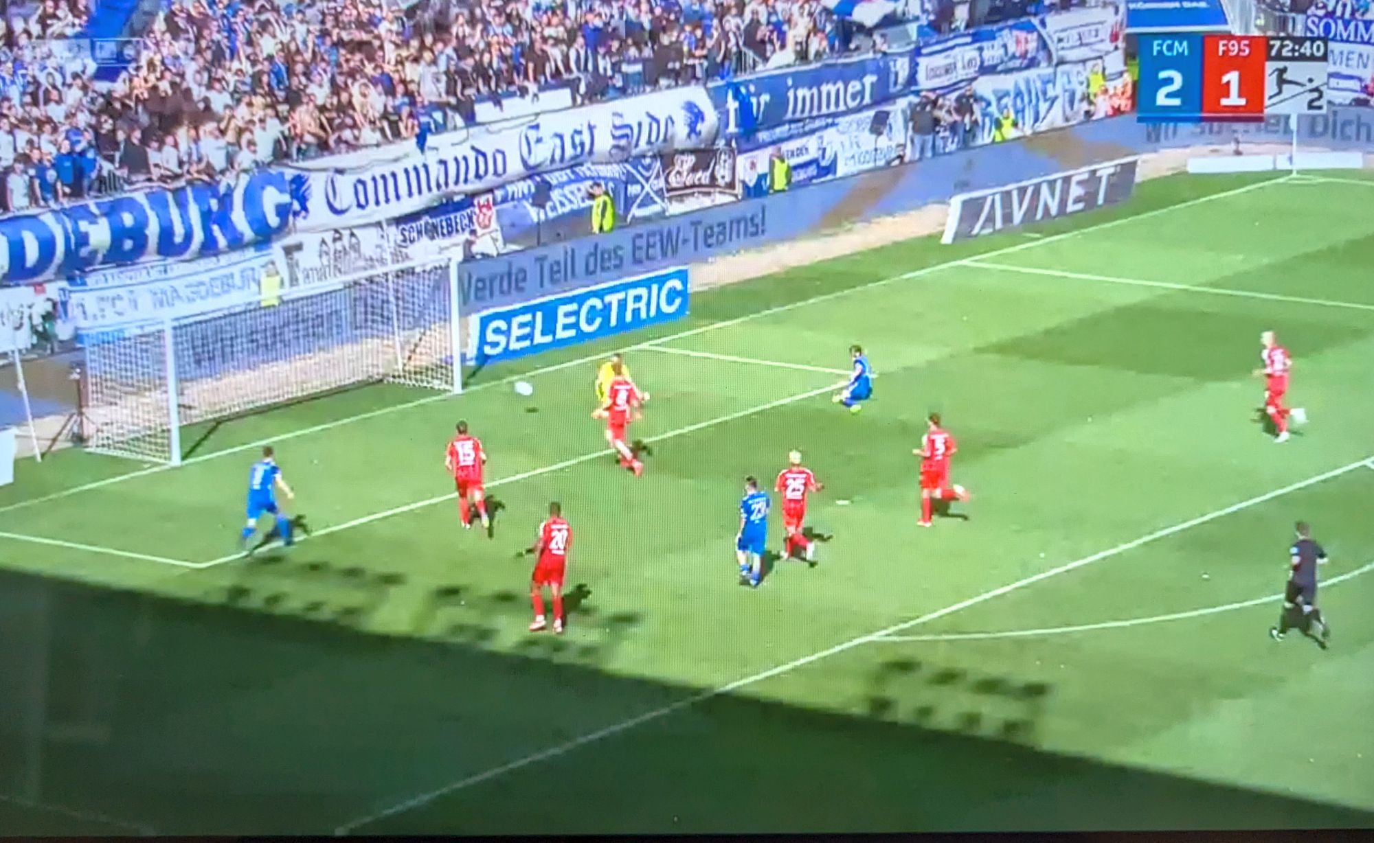 Magdeburg vs F95: Das saublöde 3:1 für den FCM (Screenshot Sky)