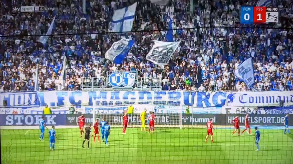Magdeburg vs F95: Ein starker Gegner (Screenshot Sky)