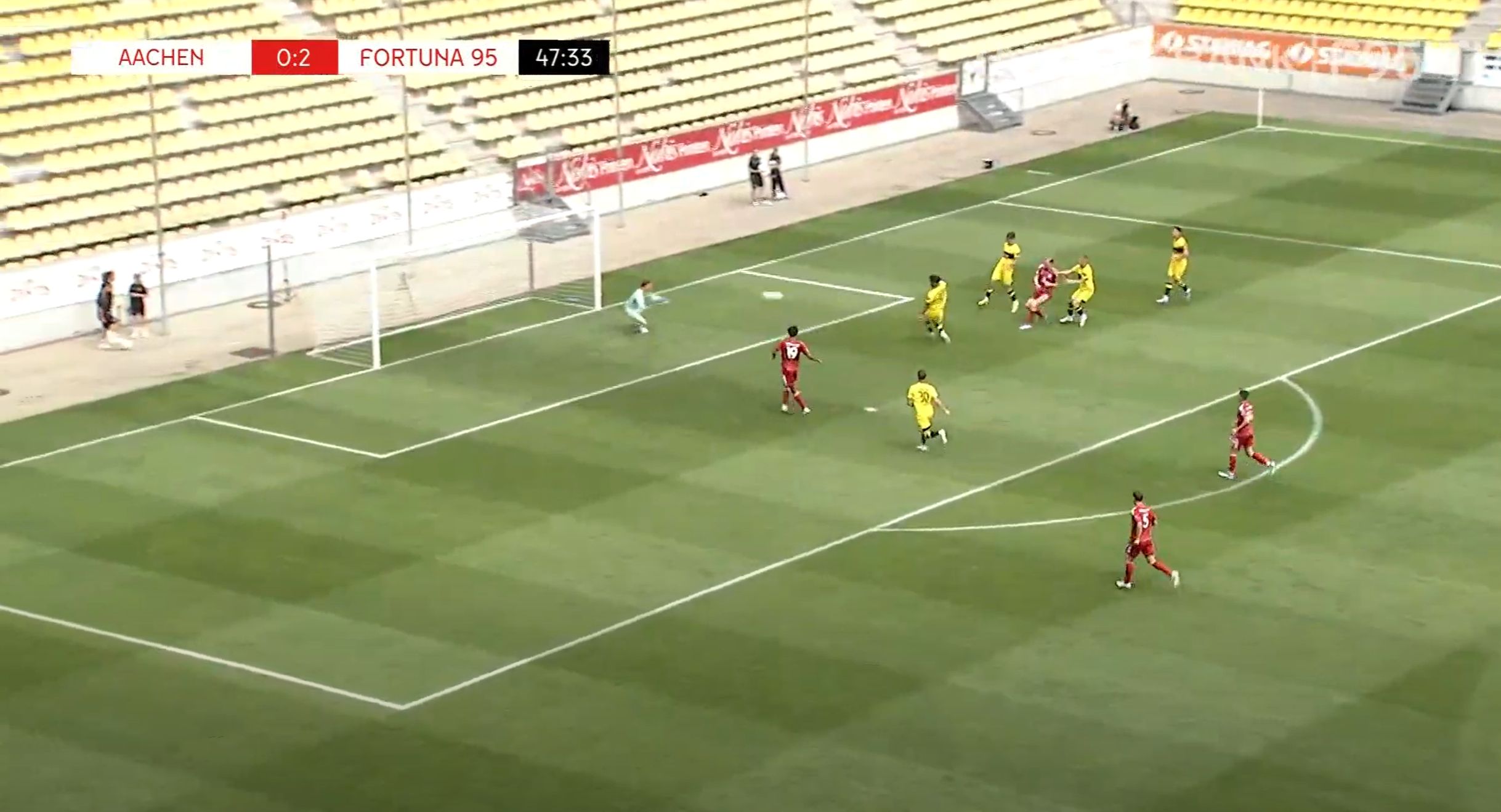 Aachen vs F95: So ein schönes Tor von Vince zum 3:0! (Screenshot: f95.tv)