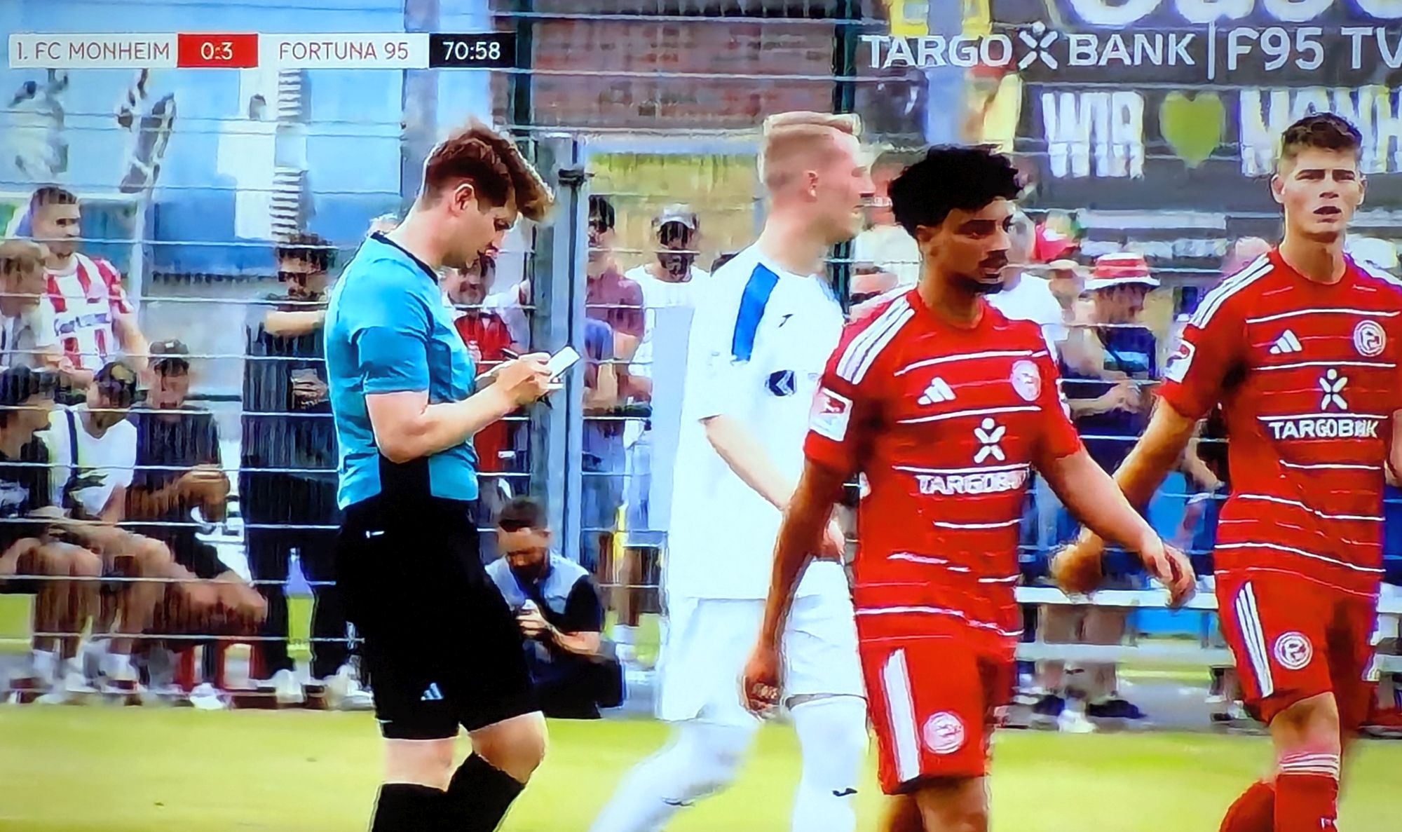 Monheim vs F95: Starker Auftritt von Hamza Anhari (Screenshot: f95.tv)