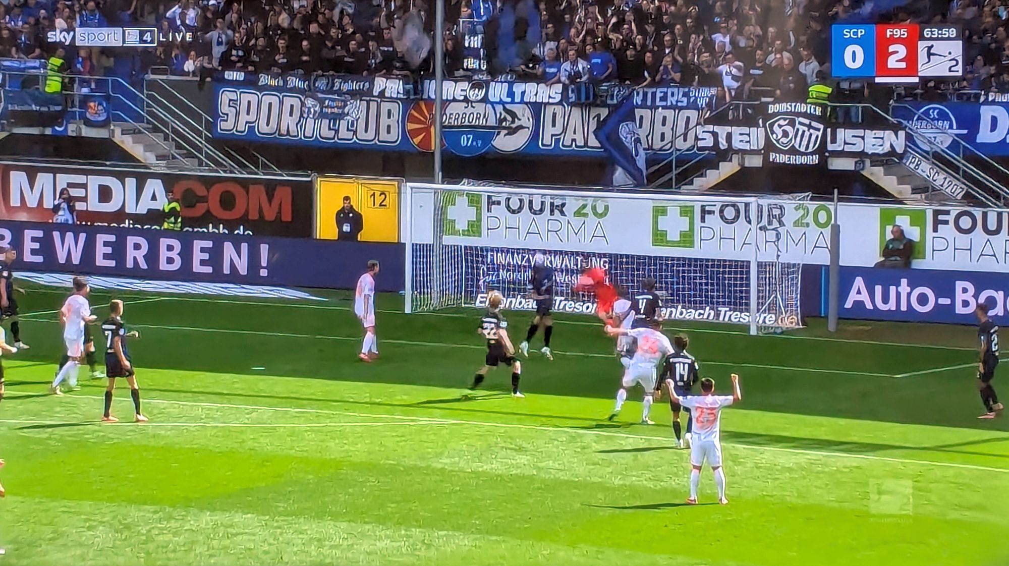 Paderborn vs F95: Späte Chance für Fortuna (Screenshot Sky)