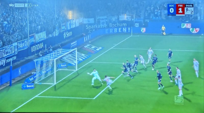 Bochum vs F95: Tim Oberdorf hämmert den Siegtreffer (Screenshot Sky)