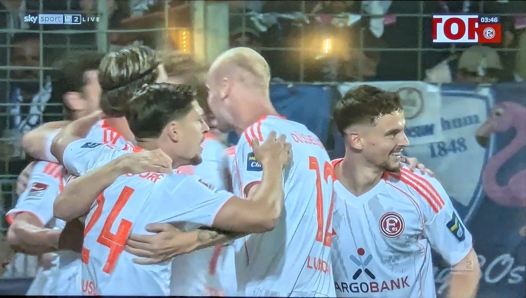 Bochum vs F95: Torjubel nach dem 1:0 für Fortuna (Screenshot Sky)