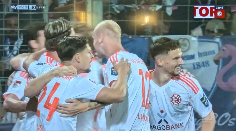 Bochum vs F95: Torjubel nach dem 1:0 für Fortuna (Screenshot Sky)