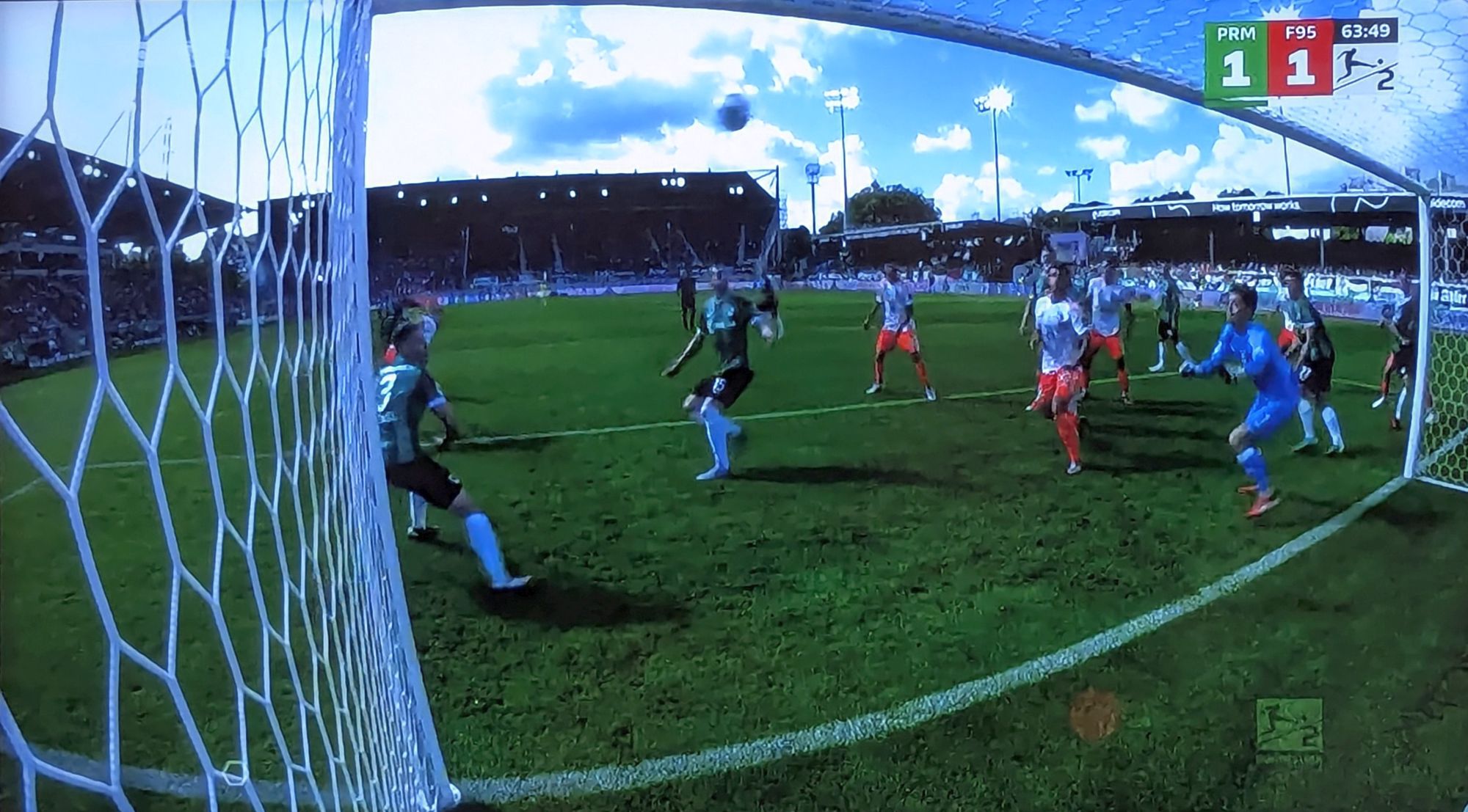 Münster vs. F95: Cedi Itten köpft den Ausgleich (Screenshot Sky)