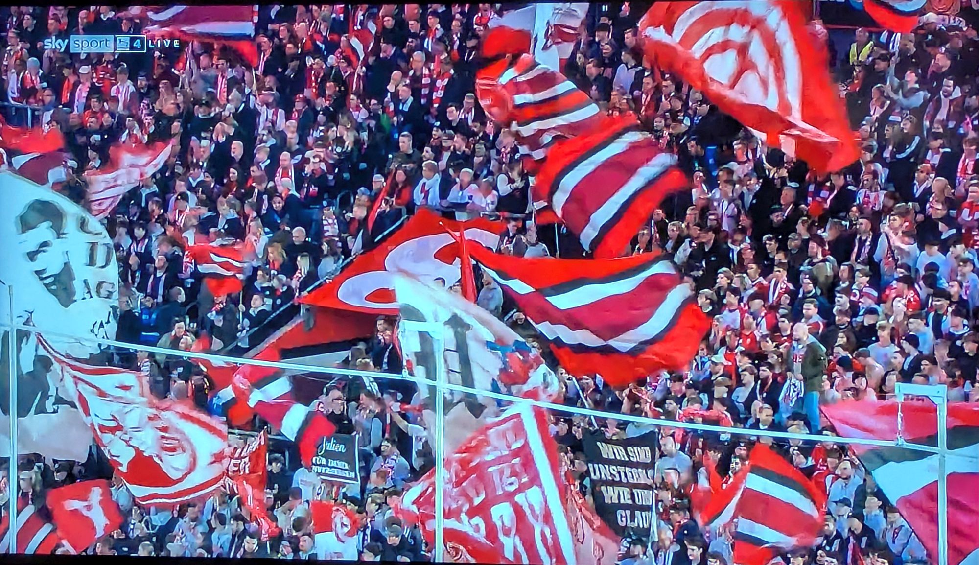 F95 vs BTSV: Das übliche Fahnenmeer (Screenshot Sky)