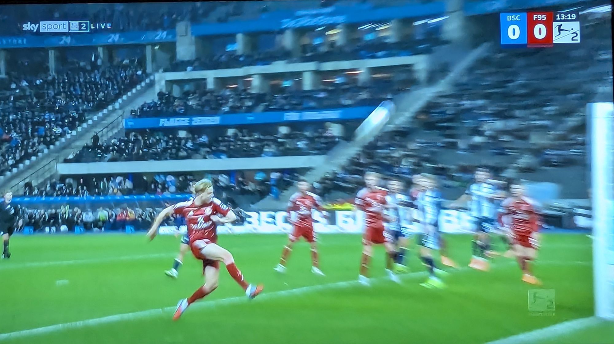 Hertha vs F95: Chance Nr. 3 für die Fortuna (Screenshot Sky)