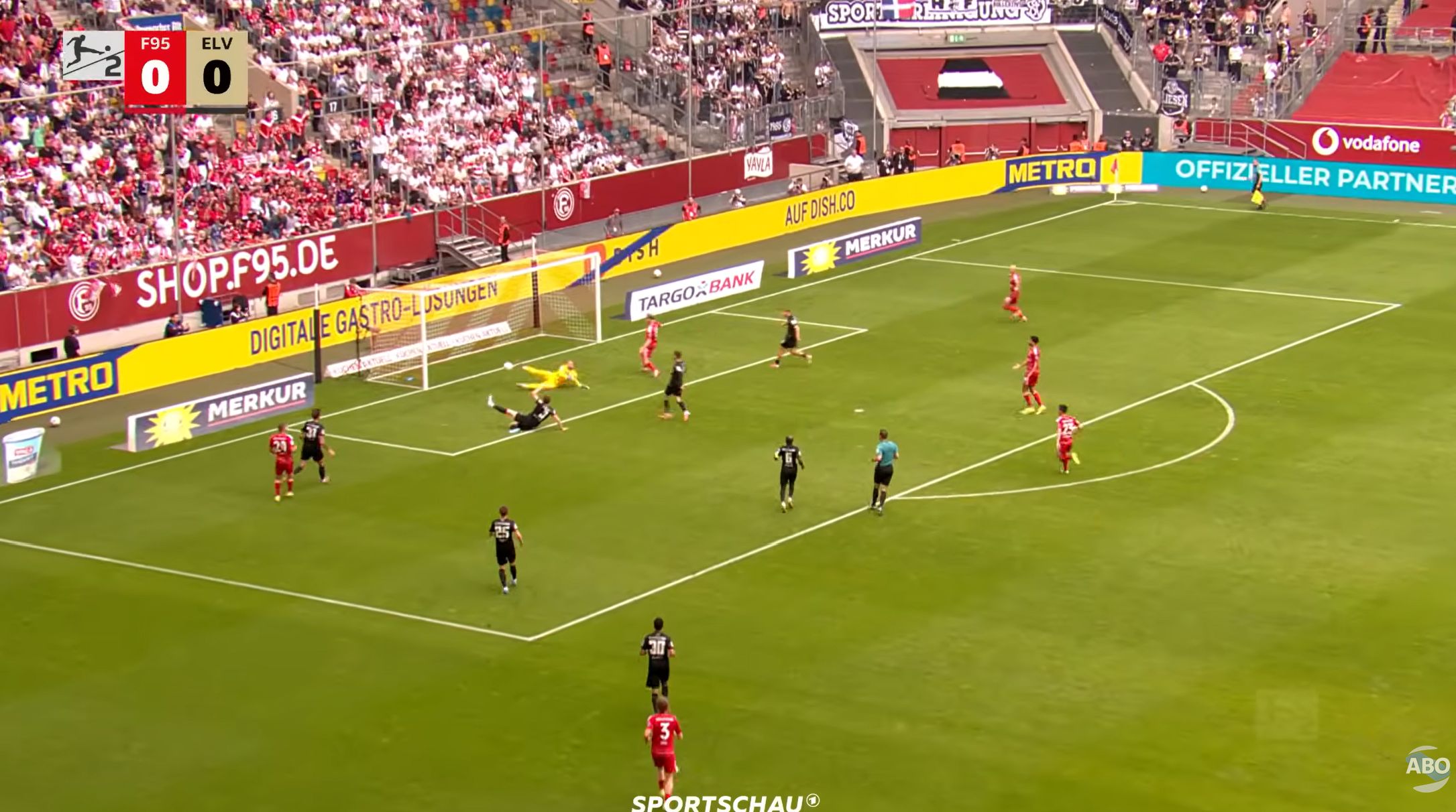 F95 vs Elversberg: Eigentor zum 1:0 (Screenshot ARD)