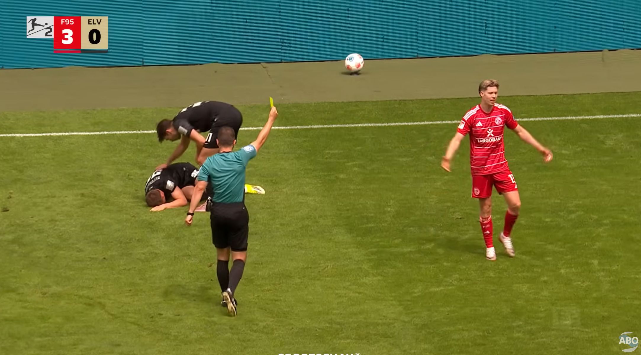 F95 vs Elversberg: 5. Gelbe für Itten (Screenshot ARD)