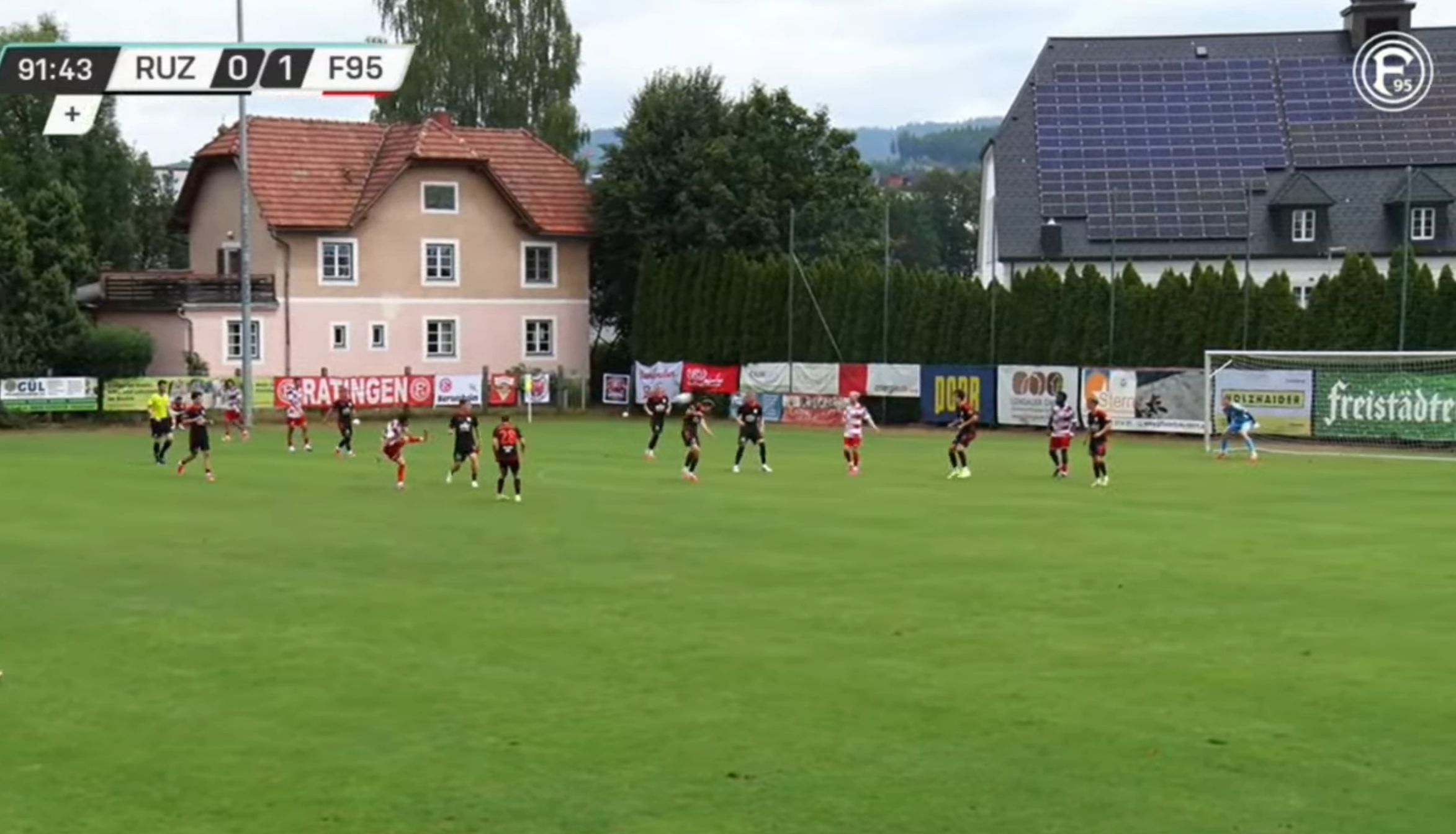 MFK Ruzombekl vs F95: Das 2:0 durch Slimani (Screenshot f95.tv)