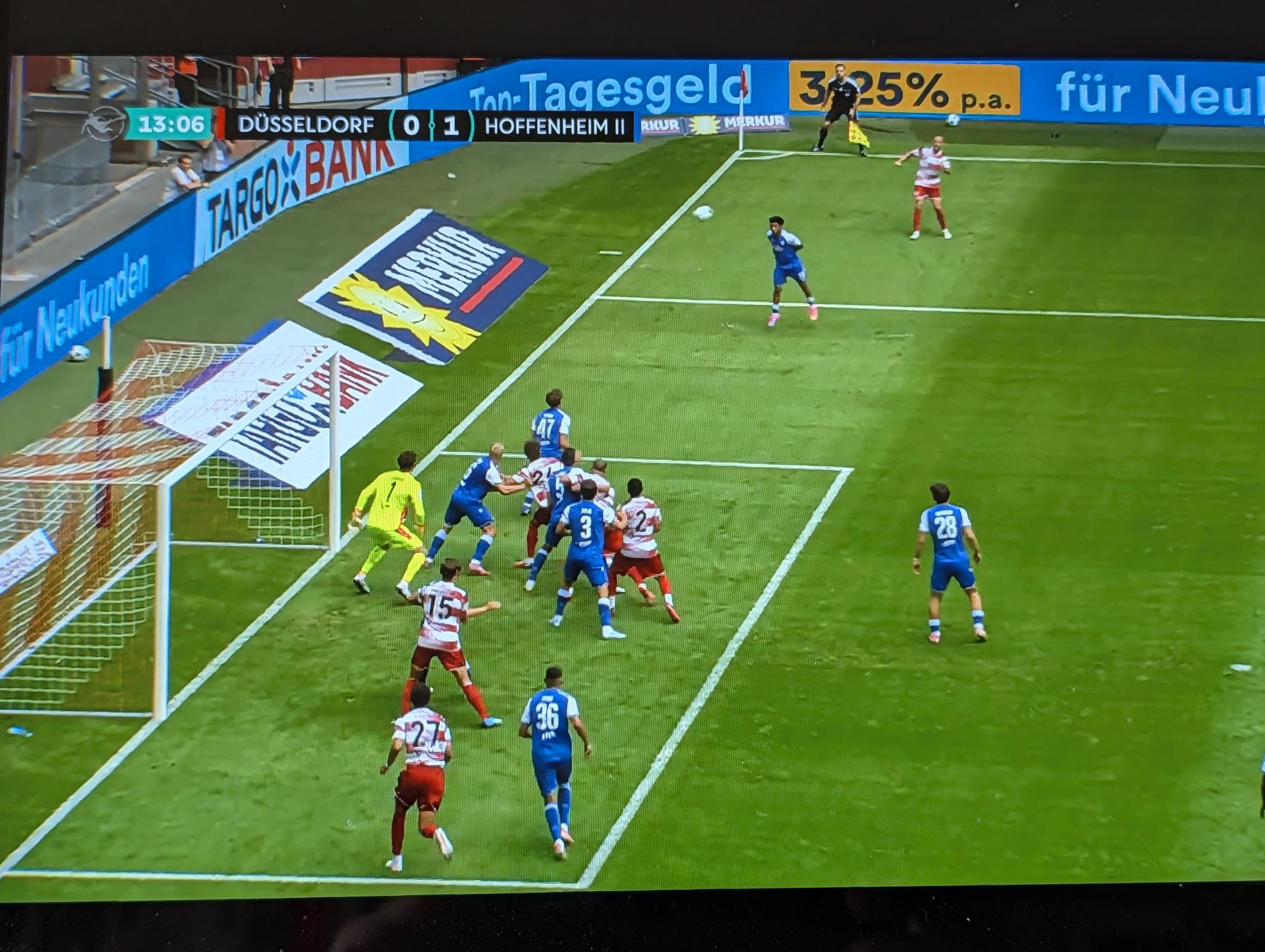 F95 vs Hoffenheim II: Die Fortuna hatte auch gute Chancen (Screenshot: Magenta TV)