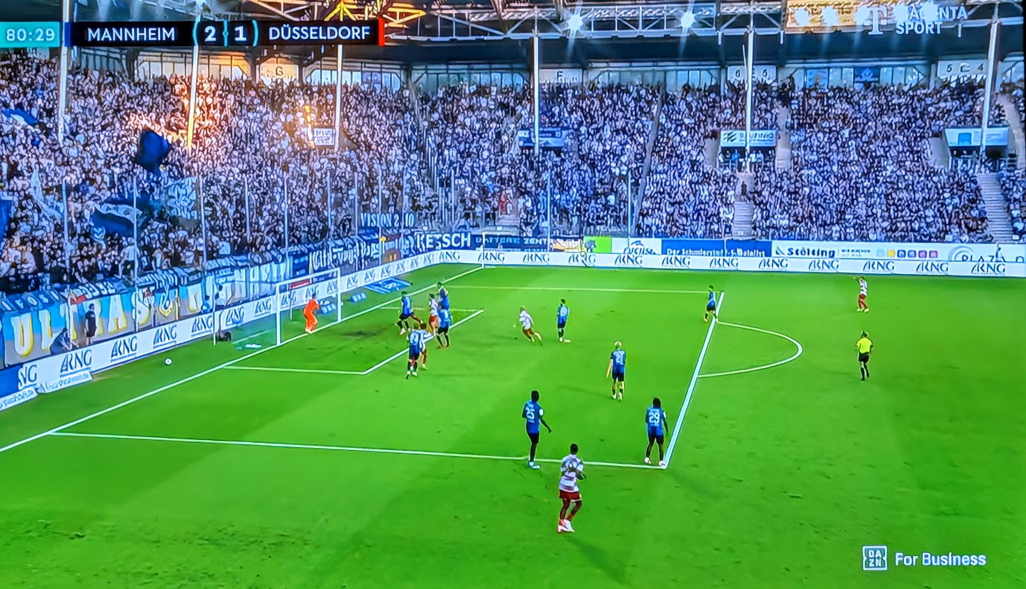 Mannheim vs F95: Leider nicht der Ausgleich (Screenshot Magenta TV)